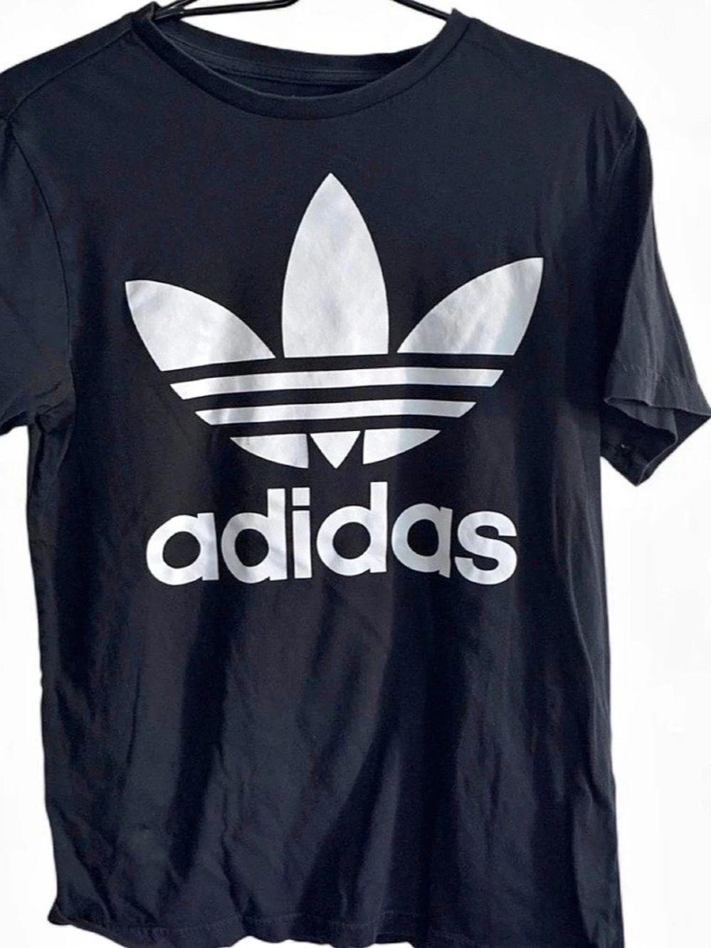 Adidas Originals Trefoil T-Shirt Trefoil Logo Cotton Tee in Black & White